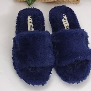 Fuzzy Navy Blue Slippers